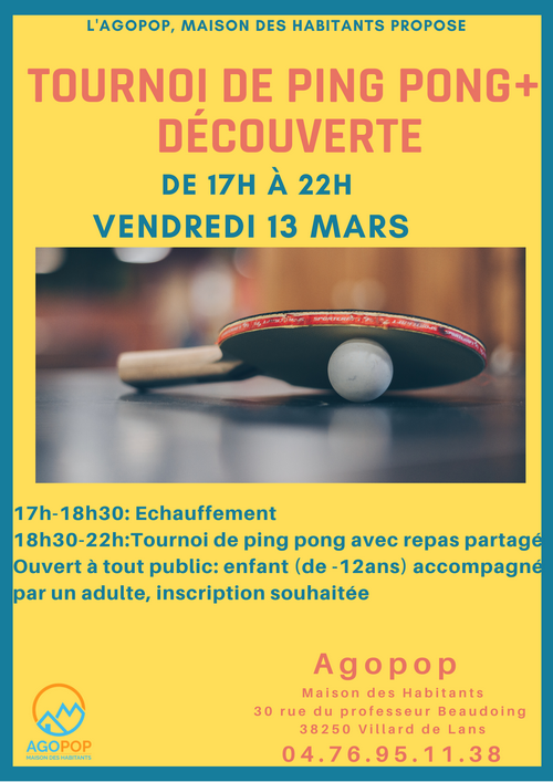 Tournoi & Découverte du Ping Pong @ Agopop, Maison des Habitants