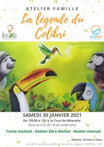 ANNULE Atelier famille : la légende du colibri @ Méaudre, la Cure (cour de l'école maternelle)