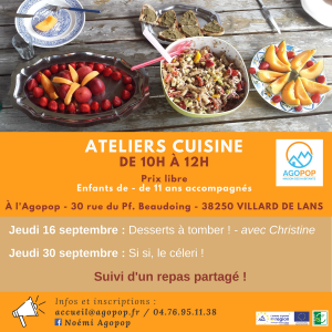 Atelier Cuisine : les desserts à tomber de Christine @ Agopop, Maison des habitants