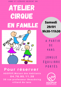 Famille : Atelier Cirque @ Agopop, Maison des habitants