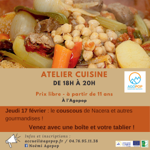 Atelier cuisine : le couscous algérien de Nassira @ Agopop, Maison des habitants