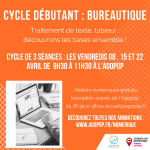 Numérique : cycle débutant bureautique @ Agopop, Maison des habitants