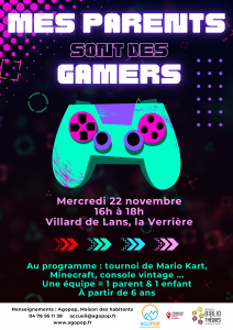 Mercredi Famille : Mes Parents Sont des Gamers @ Villard de Lans, La Verrière