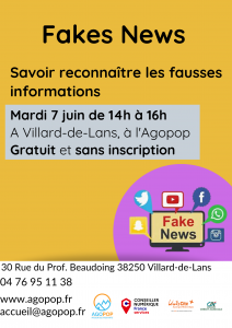 Atelier Numérique : Fake News @ Agopop, Maison des habitants