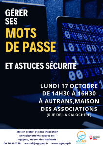 Atelier Numérique : Mots de passe sécurisés et autres astuces, devenez incrackable @ Autrans, maison des associations