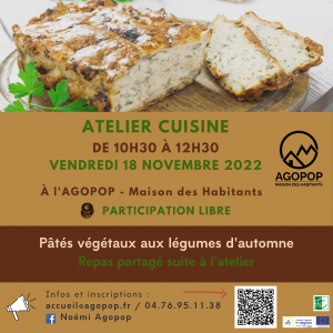 Atelier cuisine : pâté végétal aux légumes d’automne @ Agopop, Maison des habitants