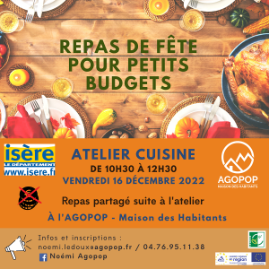 Atelier cuisine : Repas de fête pour petits budgets @ Agopop, Maison des habitants