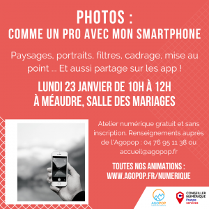 Atelier Numérique : des photos comme un pro avec mon smartphone @ Méaudre, salle des mariages