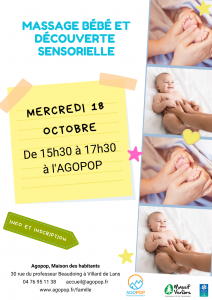 Mercredi en Famille : massage bébé et découvertes sensorielles @ Agopop, Maison des habitants