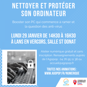 Atelier Numérique : nettoyer et protéger son ordinateur @ Lans en Vercors, salle St Donat