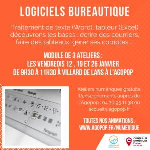 Atelier Numérique : logiciels bureautique @ Agopop, Maison des habitants