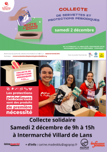 Collecte de serviettes et protections périodiques @ Villard de Lans, Intermarché