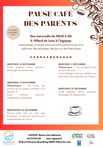 Pause Café des Parents "Et vous les écrans ?" @ Agopop, Maison des habitants
