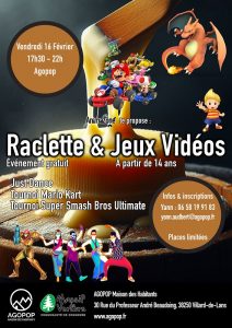 Jeunesse : soirée raclette et jeux vidéo @ Agopop, Maison des habitants