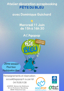 Bouge en Famille : atelier créatif de décorations pour la fête du bleu @ Agopop, Maison des habitants