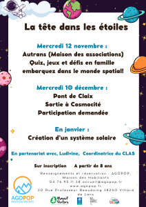 Bouge en Famille : La tête dans les étoiles @ Autrans, maison des associations