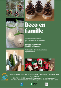 Bouge en Famille : Atelier déco créatif sur le thème "fêtes de fin d'année" @ Agopop, Maison des habitants