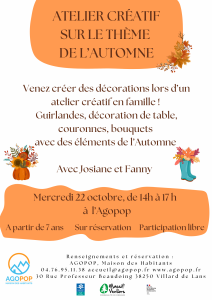 Bouge en Famille : Atelier déco créatif sur le thème de l'automne @ Agopop, Maison des habitants