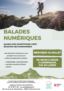 Balades Numériques : des applis pour booster nos randonnées @ Corrençon en Vercors, Col du Liorin