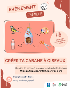 Animation famille "Créer ta cabane à oiseaux" @ Agopop, Maison des Habitants